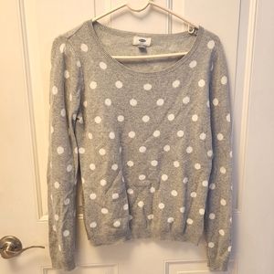 Old Navy gray sweater with white polka dots